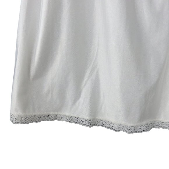 Vintage 70s Full Length White Nylon Half Slip Womens L Lace Hem USA Union Tag - Picture 4 of 10